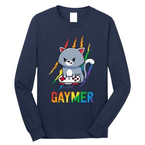 Gaymer Lgbt Cat Pride Rainbow Video Game Lovers Gift Long Sleeve Shirt