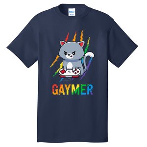 Gaymer Lgbt Cat Pride Rainbow Video Game Lovers Gift Tall T-Shirt