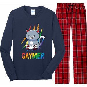 Gaymer Lgbt Cat Pride Rainbow Video Game Lovers Gift Long Sleeve Pajama Set