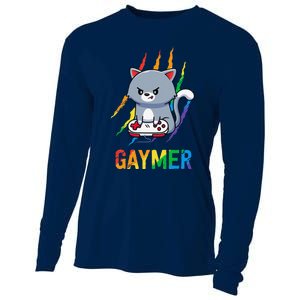 Gaymer Lgbt Cat Pride Rainbow Video Game Lovers Gift Cooling Performance Long Sleeve Crew