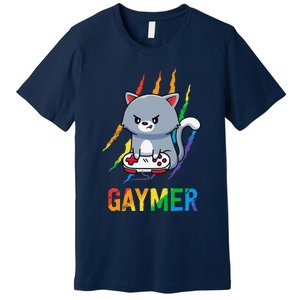 Gaymer Lgbt Cat Pride Rainbow Video Game Lovers Gift Premium T-Shirt