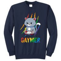 Gaymer Lgbt Cat Pride Rainbow Video Game Lovers Gift Tall Sweatshirt