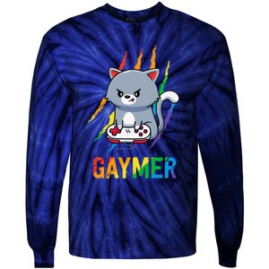 Gaymer Lgbt Cat Pride Rainbow Video Game Lovers Gift Tie-Dye Long Sleeve Shirt