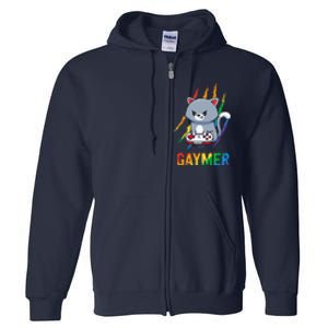 Gaymer Lgbt Cat Pride Rainbow Video Game Lovers Gift Full Zip Hoodie