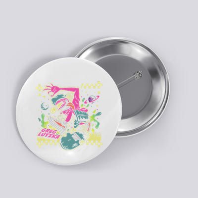 Greg Lutzka Cool Dude Skater Psychedelic Checkerboard Logo Button