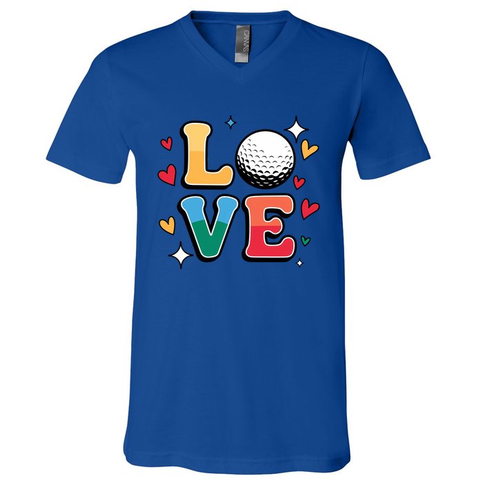 Golf Love Cute Golfing N And Colorful Golfer Meaningful Gift V-Neck T-Shirt