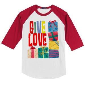 Give Love Christmas Holiday Gifts Kids Colorblock Raglan Jersey