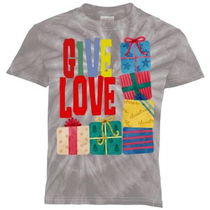 Give Love Christmas Holiday Gifts Kids Tie-Dye T-Shirt