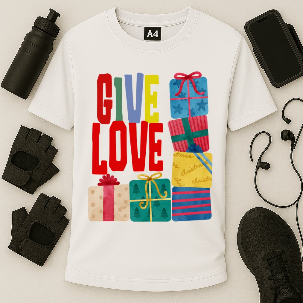 Give Love Christmas Holiday Gifts Cooling Performance Crew T-Shirt