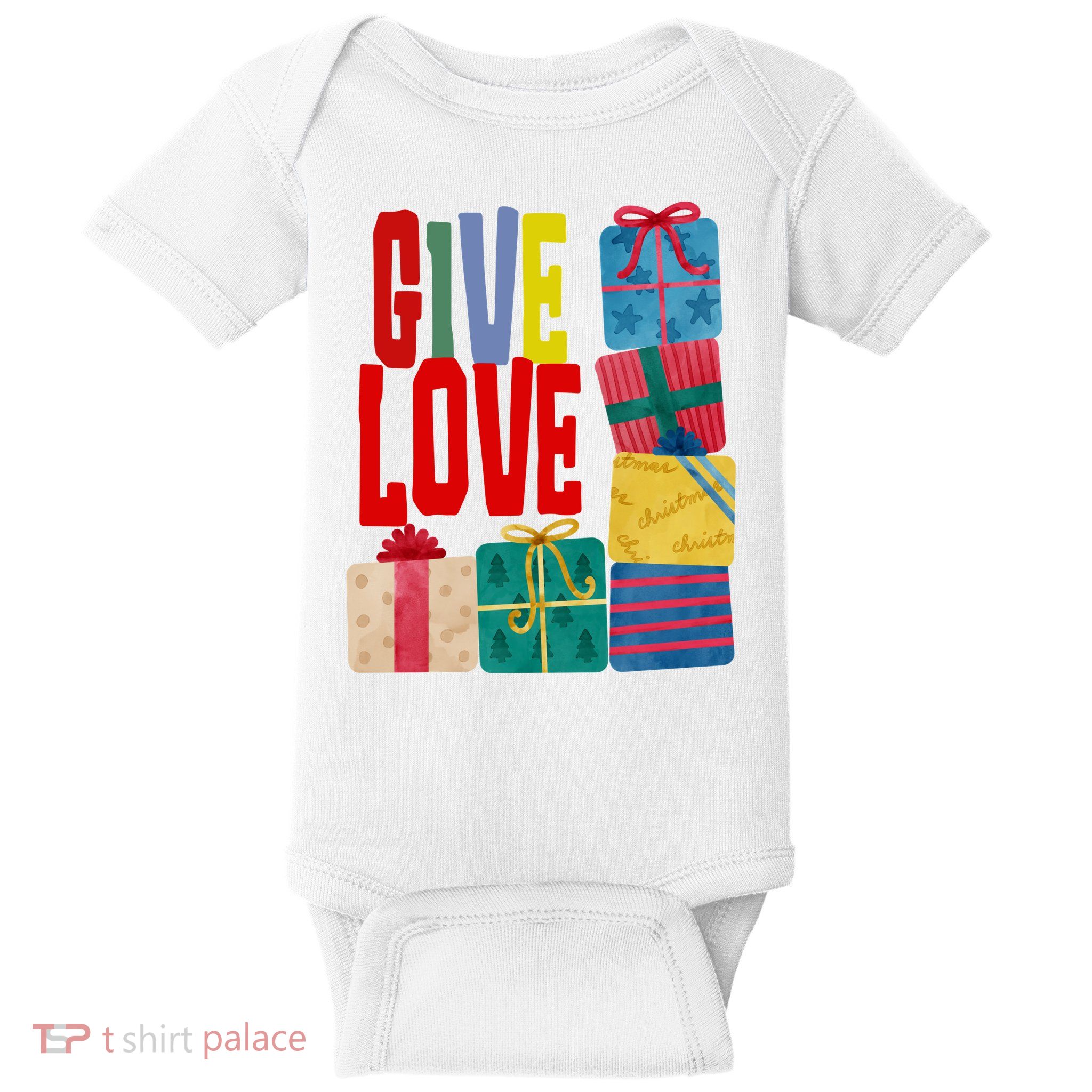 Give Love Christmas Holiday Gifts Baby Bodysuit