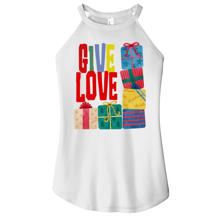 Give Love Christmas Holiday Gifts Women's Perfect Tri Rocker Tank
