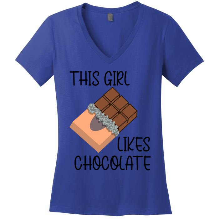 Girl Likes Chocolate Chocolatier Chocolate Lover Cool Gift Women's V-Neck T-Shirt