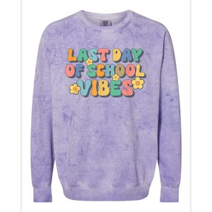 Groovy Last Day Of School Vibes Teacher Student Graduation Colorblast Crewneck Sweatshirt