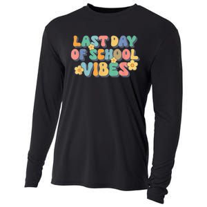 Groovy Last Day Of School Vibes Teacher Student Graduation Cooling Performance Long Sleeve Crew