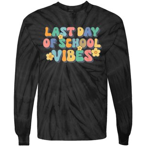 Groovy Last Day Of School Vibes Teacher Student Graduation Tie-Dye Long Sleeve Shirt