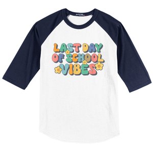 Groovy Last Day Of School Vibes Teacher Student Graduation Baseball Sleeve Shirt