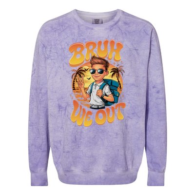 Groovy Last Day Of School Bruh We Out Colorblast Crewneck Sweatshirt