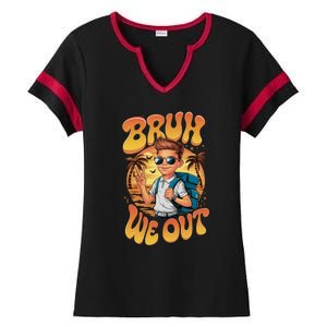 Groovy Last Day Of School Bruh We Out Ladies Halftime Notch Neck Tee