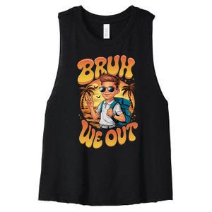 Groovy Last Day Of School Bruh We Out Women's Racerback Cropped Tank