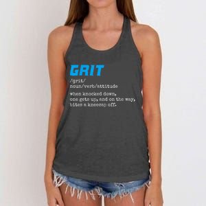 Grit Lions Definition Funny Detroit City Women's Knotted Racerback Tank