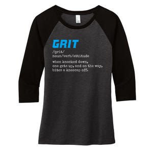 Grit Lions Definition Funny Detroit City Women's Tri-Blend 3/4-Sleeve Raglan Shirt