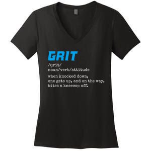 Grit Lions Definition Funny Detroit City Women's V-Neck T-Shirt