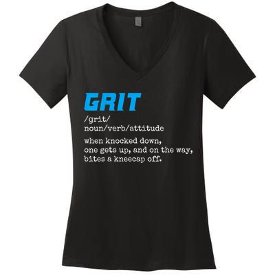 Grit Lions Definition Funny Detroit City Women's V-Neck T-Shirt