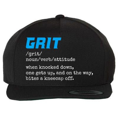 Grit Lions Definition Funny Detroit City Wool Snapback Cap
