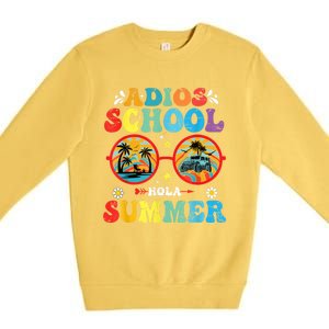 Groovy Last Day Of School Adios School Hola Summer Teacher Premium Crewneck Sweatshirt