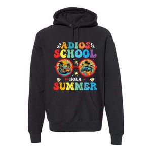 Groovy Last Day Of School Adios School Hola Summer Teacher Premium Hoodie