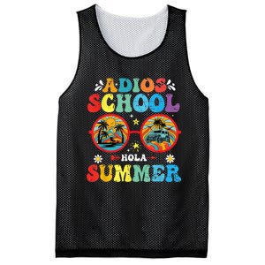 Groovy Last Day Of School Adios School Hola Summer Teacher Mesh Reversible Basketball Jersey Tank