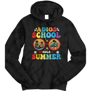 Groovy Last Day Of School Adios School Hola Summer Teacher Tie Dye Hoodie