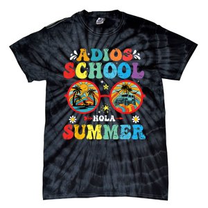 Groovy Last Day Of School Adios School Hola Summer Teacher Tie-Dye T-Shirt