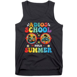 Groovy Last Day Of School Adios School Hola Summer Teacher Tank Top