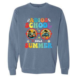 Groovy Last Day Of School Adios School Hola Summer Teacher Garment-Dyed Sweatshirt