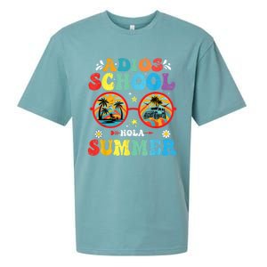 Groovy Last Day Of School Adios School Hola Summer Teacher Sueded Cloud Jersey T-Shirt