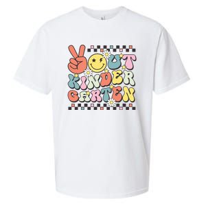 Groovy Last Day Of School Peace Out Kindergarten Sueded Cloud Jersey T-Shirt