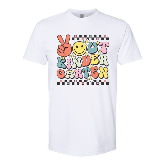 Groovy Last Day Of School Peace Out Kindergarten Softstyle CVC T-Shirt