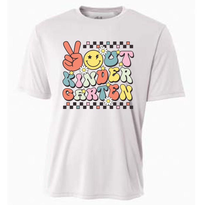 Groovy Last Day Of School Peace Out Kindergarten Cooling Performance Crew T-Shirt