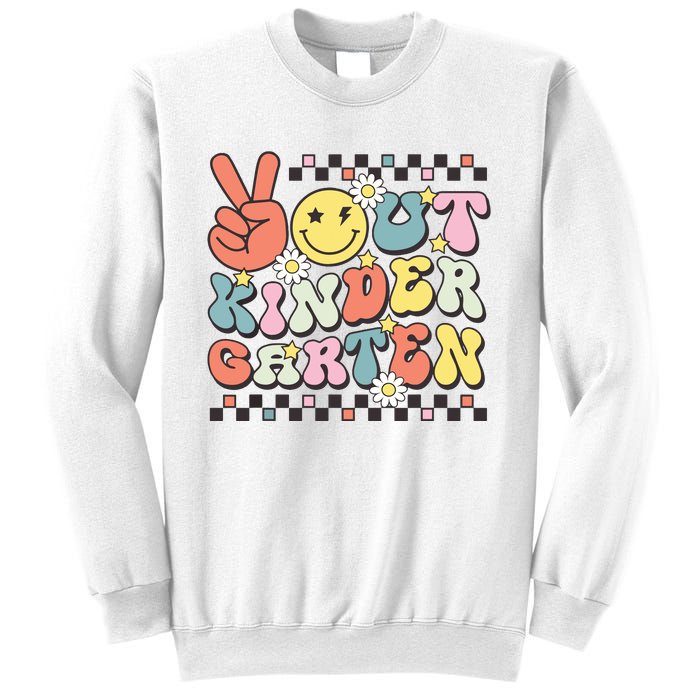 Groovy Last Day Of School Peace Out Kindergarten Sweatshirt