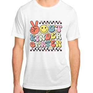 Groovy Last Day Of School Peace Out Kindergarten Adult ChromaSoft Performance T-Shirt