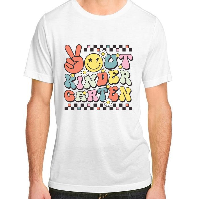 Groovy Last Day Of School Peace Out Kindergarten Adult ChromaSoft Performance T-Shirt