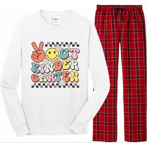 Groovy Last Day Of School Peace Out Kindergarten Long Sleeve Pajama Set