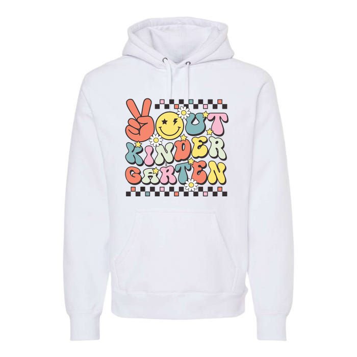 Groovy Last Day Of School Peace Out Kindergarten Premium Hoodie