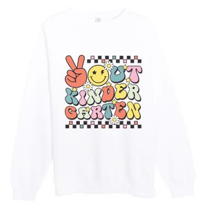 Groovy Last Day Of School Peace Out Kindergarten Premium Crewneck Sweatshirt