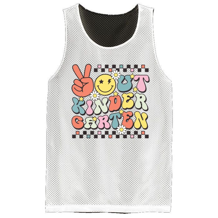 Groovy Last Day Of School Peace Out Kindergarten Mesh Reversible Basketball Jersey Tank