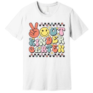 Groovy Last Day Of School Peace Out Kindergarten Premium T-Shirt