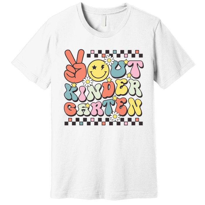 Groovy Last Day Of School Peace Out Kindergarten Premium T-Shirt