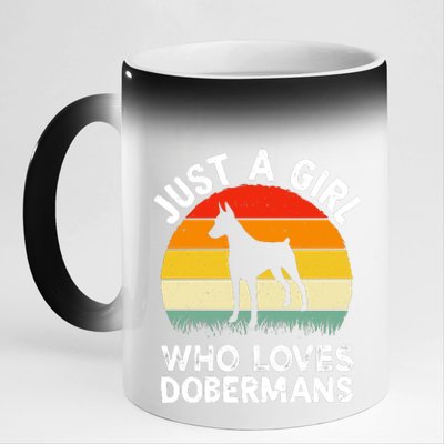 Girl Loves Dobermans 11oz Black Color Changing Mug