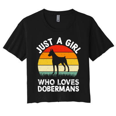 Girl Loves Dobermans Women's Crop Top Tee